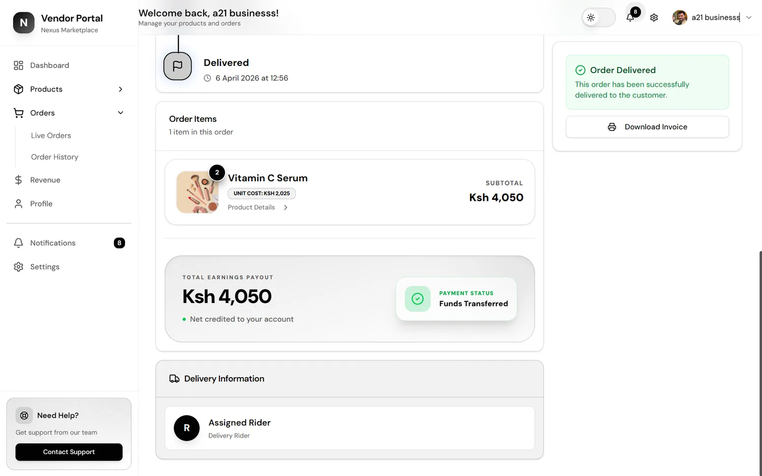 Vendor Dashboard screenshot 9